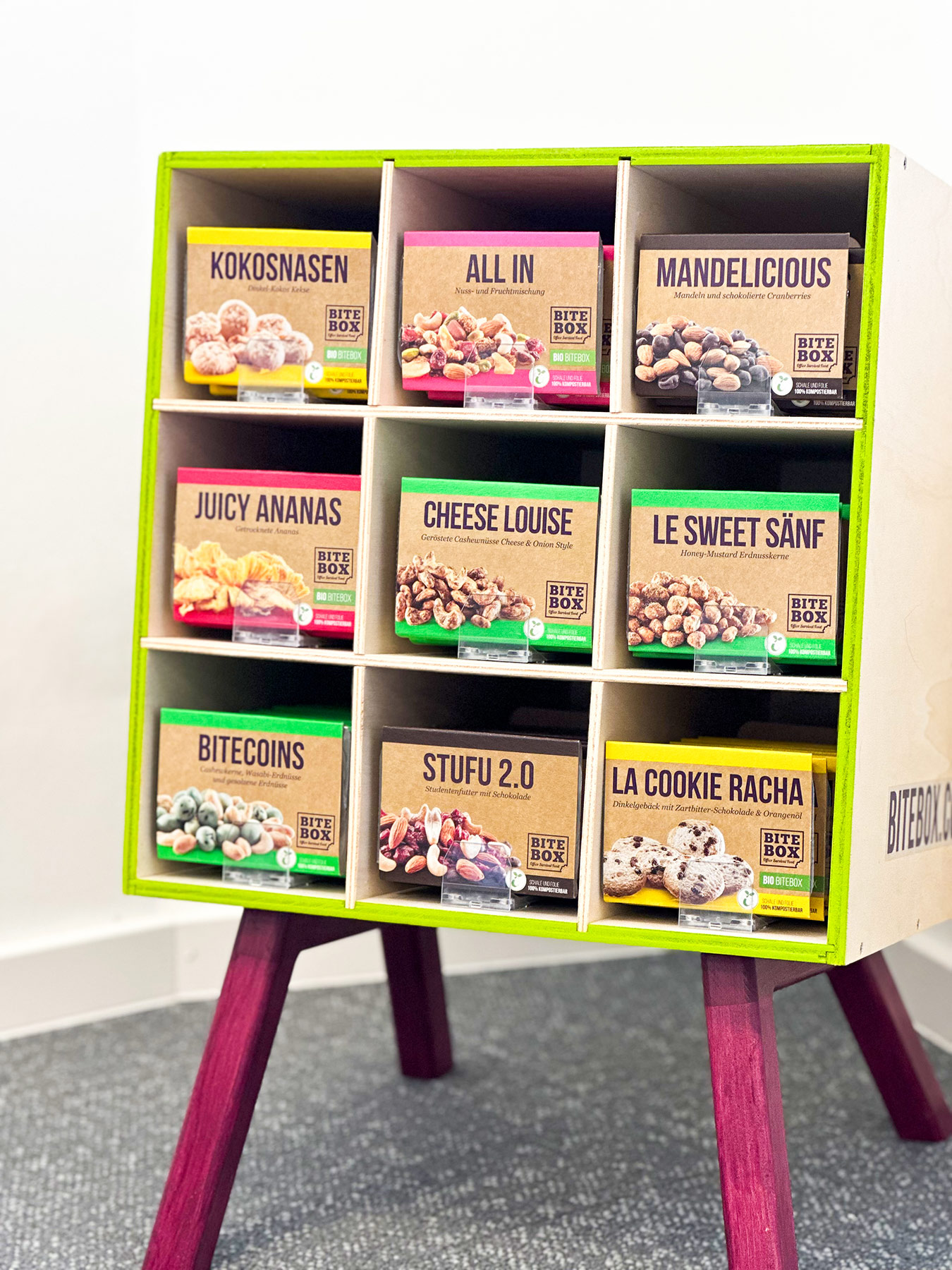 Gesunde Snacks in einer Bitebox im Coworking Space